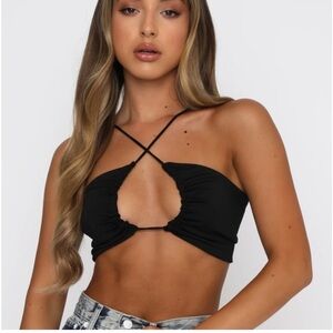 White Fox Here comes trouble crop top XS NWT